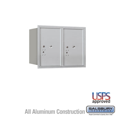 6 Door High Recessed Mounted 4C Horizontal Parcel Locker with 2 Parcel Lockers in Aluminum with USPS Access - Rear Loading